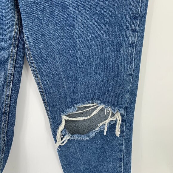 We The Free People Lasso jeans denim blue ripped knee distressed straight leg 26 - Picture 3 of 6